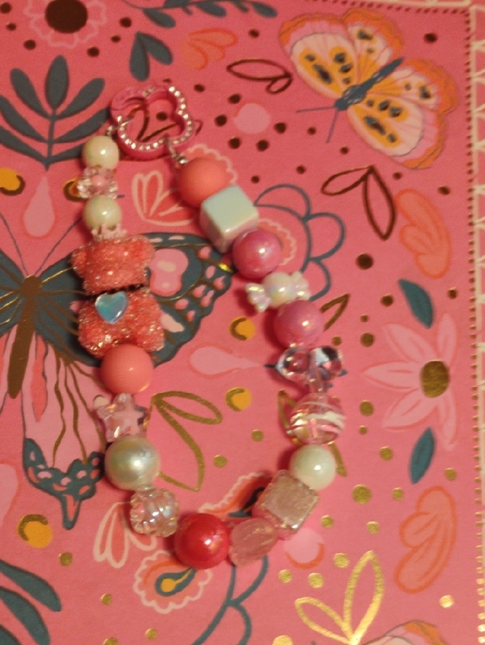 Pink Beaded Phone/purse Charm